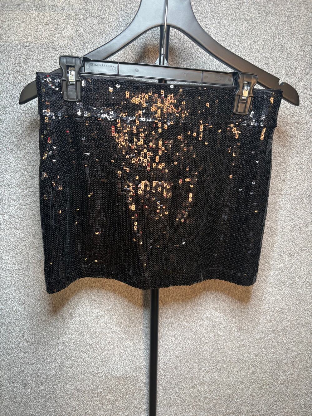 Forever 21 Womens M Black Sequin Mini Skirt Party Y2K